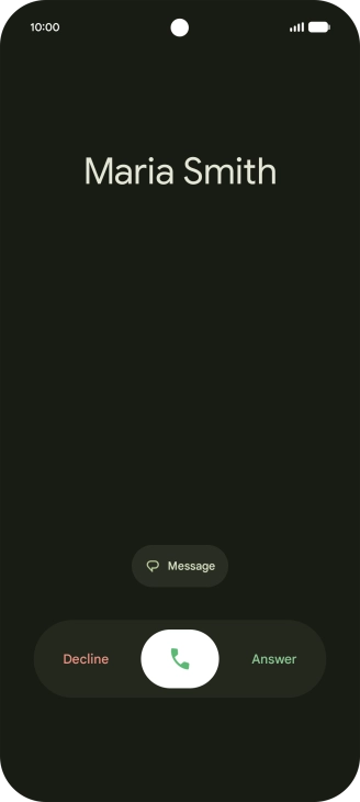 Press and drag the accept call icon upwards. Press and drag the accept call icon upwards.