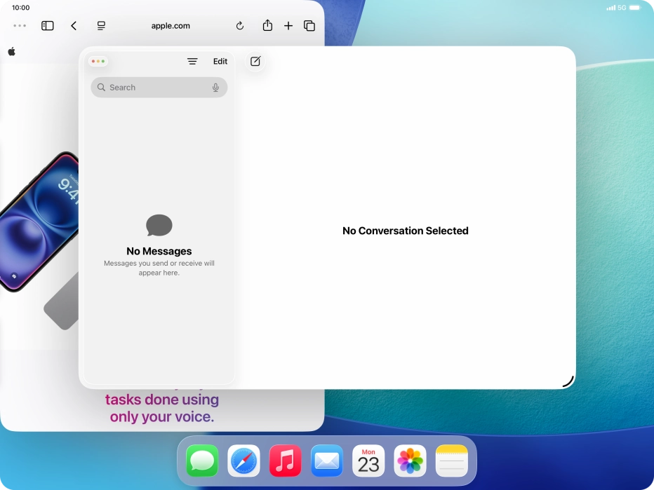 Press and hold the menu icon in the second application window. Press and hold the menu icon in the second application window.