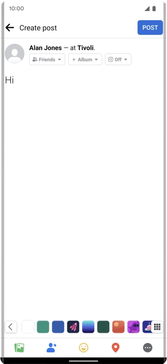 Write the required text and press POST. Write the required text and press POST.