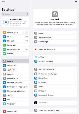 Press Apple Account. Press Apple Account.