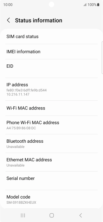 Your phone's EID number is displayed below EID.