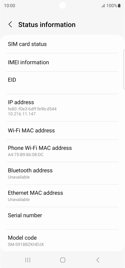 Your phone's EID number is displayed below EID.