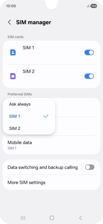 Press the required setting. Press the required setting.