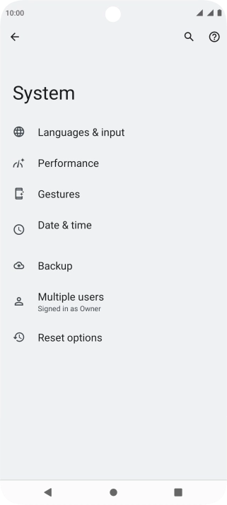 Press Reset options.