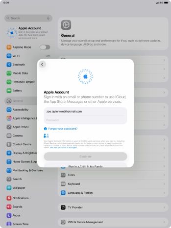 Press Password and key in the password for your Apple Account. Press Password and key in the password for your Apple Account.