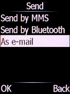 Select As e-mail and press the Left selection key. Select As e-mail and press the Left selection key.