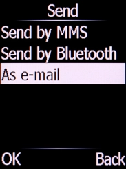 Select As e-mail and press the Left selection key. Select As e-mail and press the Left selection key.