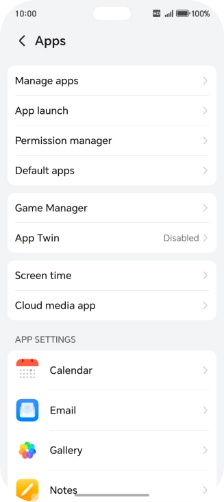 Press Manage apps. Press Manage apps.