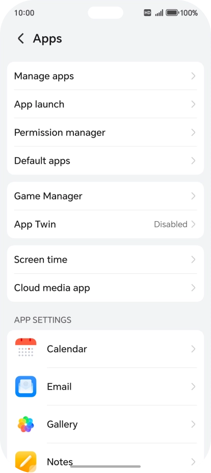 Press Manage apps. Press Manage apps.