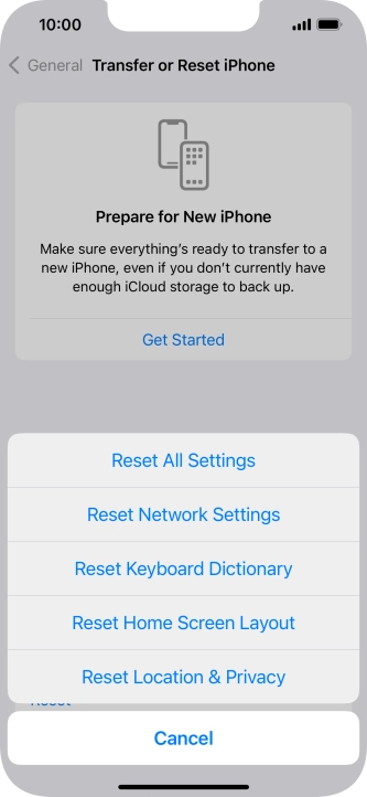 Press Reset All Settings. Press Reset All Settings.