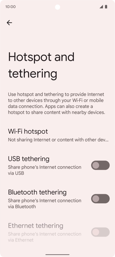 Press Wi-Fi hotspot. Press Wi-Fi hotspot.