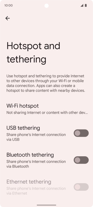 Press Wi-Fi hotspot. Press Wi-Fi hotspot.