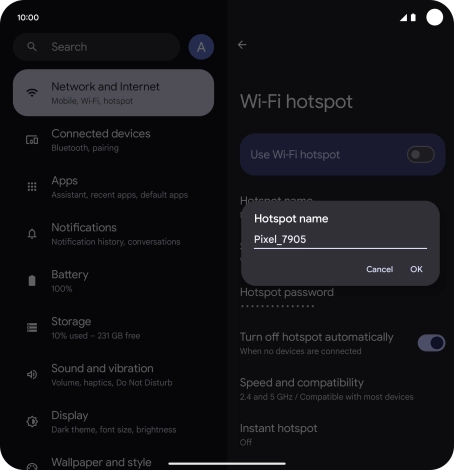 Key in the required Wi-Fi hotspot name and press OK. Key in the required Wi-Fi hotspot name and press OK.