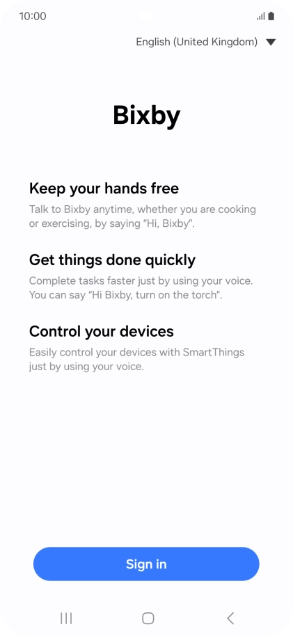Press Sign in and follow the instructions on the screen to log on to your Samsung account. Press Sign in and follow the instructions on the screen to log on to your Samsung account.