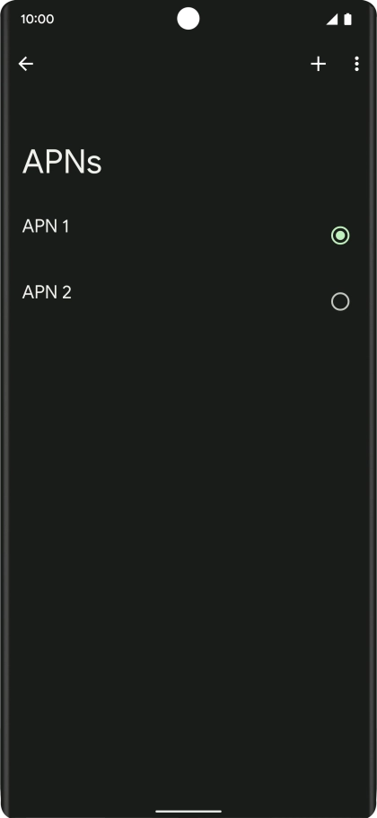 Press the field next to the required data connection to activate it.