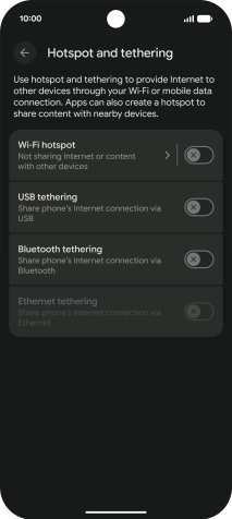 Press Wi-Fi hotspot. Press Wi-Fi hotspot.