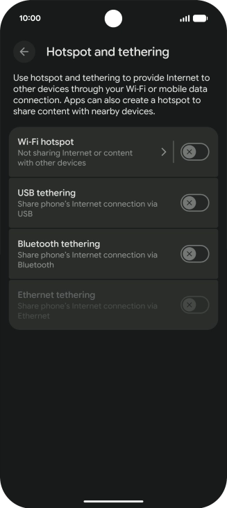 Press Wi-Fi hotspot. Press Wi-Fi hotspot.