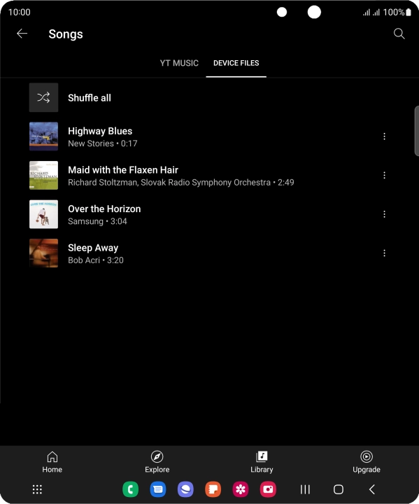 Press the required audio file.