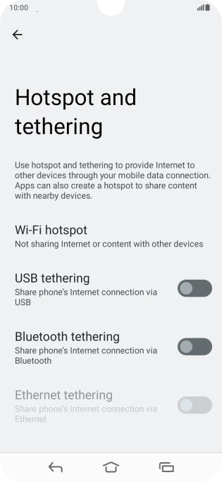 Press Wi-Fi hotspot. Press Wi-Fi hotspot.