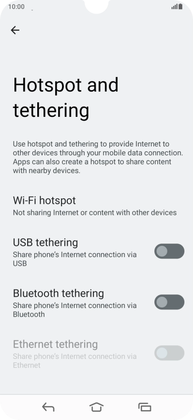 Press Wi-Fi hotspot. Press Wi-Fi hotspot.