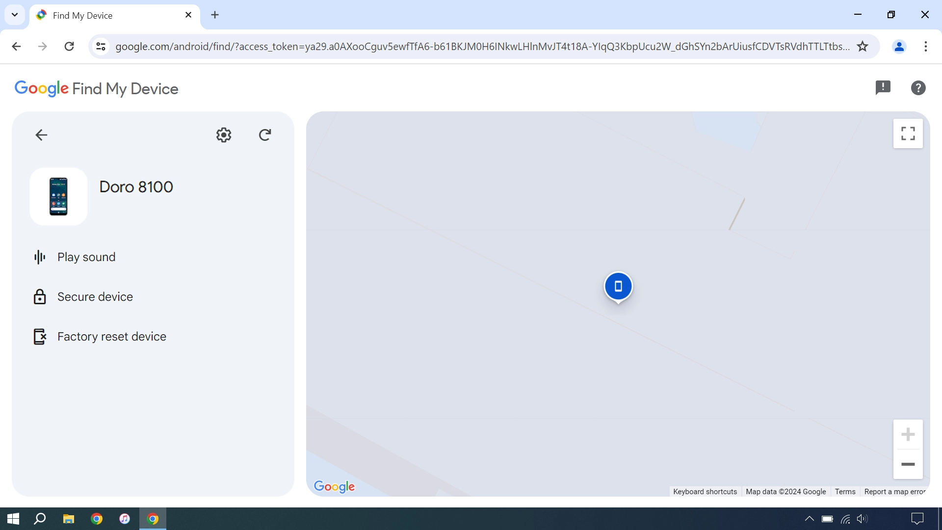 Your phone's latest position is displayed on the map.