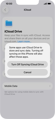 If you turn off the function, press Turn Off Syncing iCloud Drive. If you turn off the function, press Turn Off Syncing iCloud Drive.