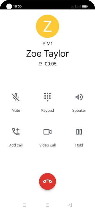 Press the end call icon. Press the end call icon.