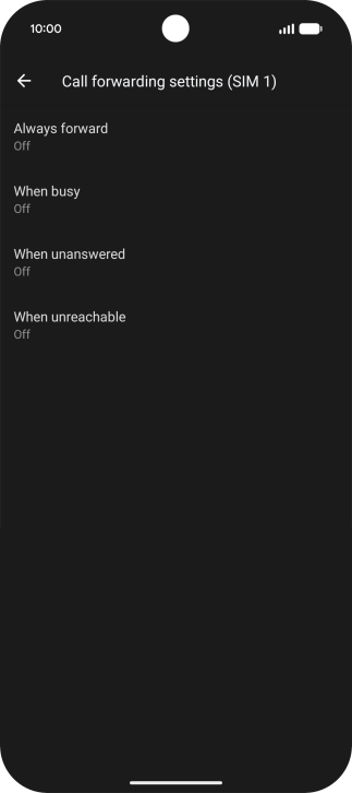 Press the required divert type. Press the required divert type.