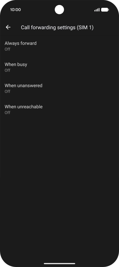 Press the required divert type. Press the required divert type.