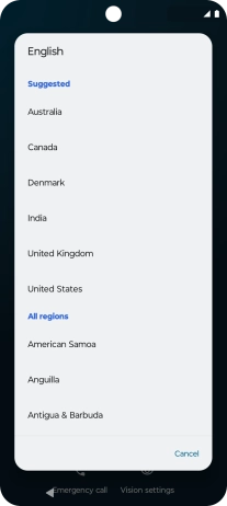 Press the required country. Press the required country.