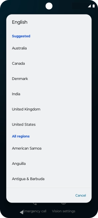 Press the required country. Press the required country.