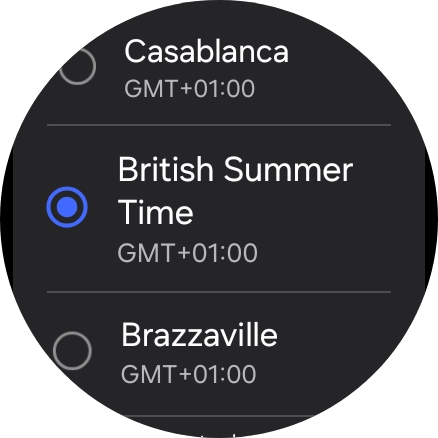 Press the required time zone. Press the required time zone.