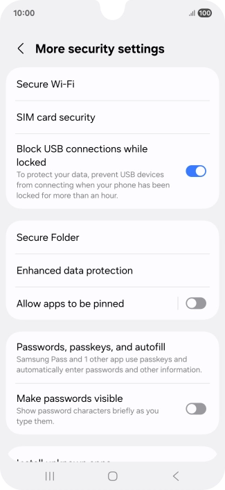 Press SIM card security. Press SIM card security.