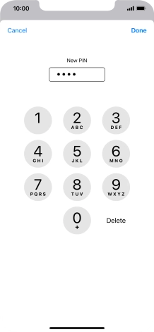 Key in a new four-digit PIN and press Done. Key in a new four-digit PIN and press Done.