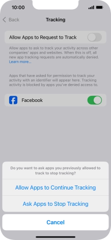 If you turn off the function, press the required setting.