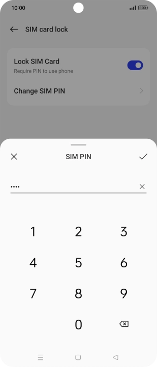 Key in your current PIN and press the confirm icon. Key in your current PIN and press the confirm icon.