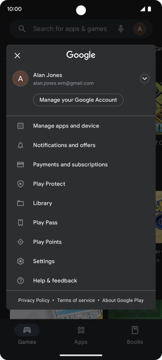 Press Manage apps and device. Press Manage apps and device.