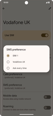 Press the required setting.