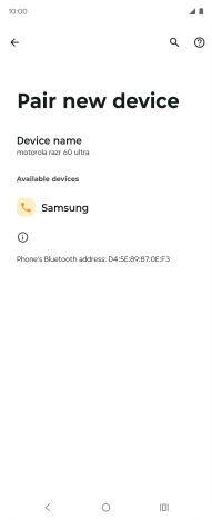 Press the required Bluetooth device and follow the instructions on the screen to pair the device with your phone. Press the required Bluetooth device and follow the instructions on the screen to pair the device with your phone.