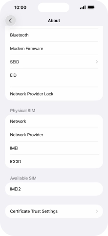 Your phone's EID number is displayed below EID. Your phone's EID number is displayed below EID.