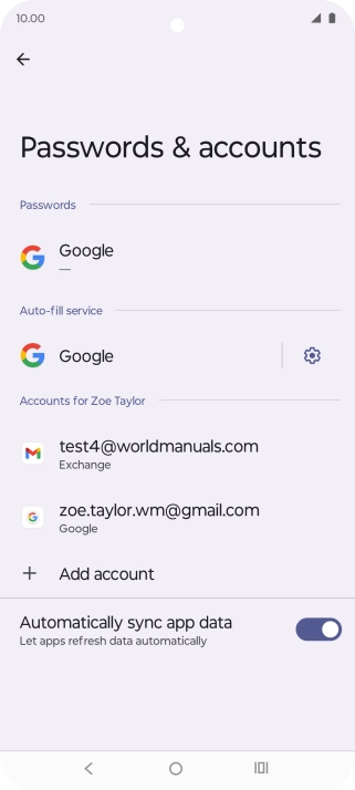 Press the required email account.