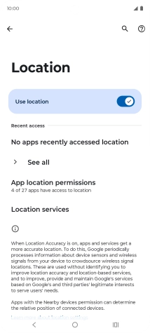 Press App location permissions. Press App location permissions.