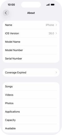 Your phone's software version is displayed next to iOS Version. Your phone's software version is displayed next to iOS Version.