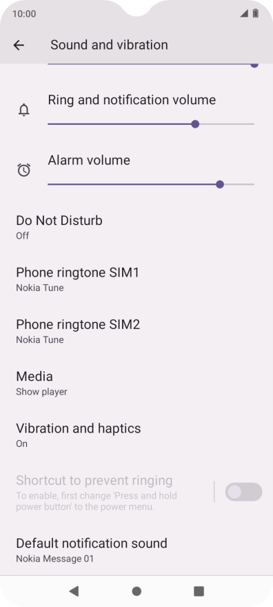 Press Default notification sound. Press Default notification sound.