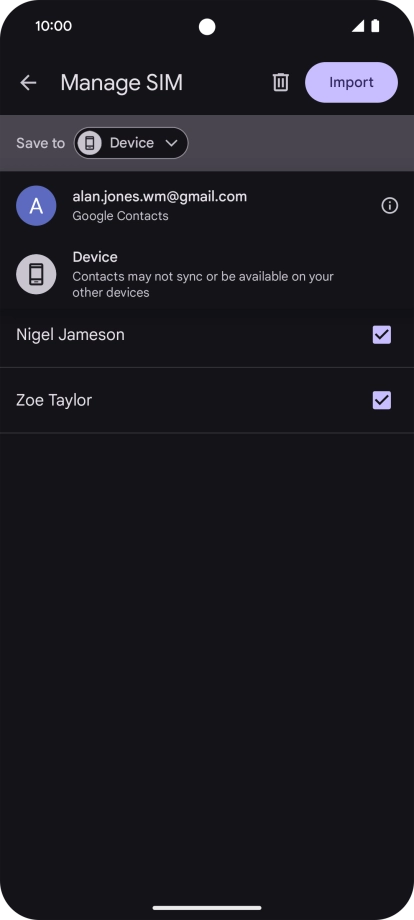 Press the required Google account. Press the required Google account.