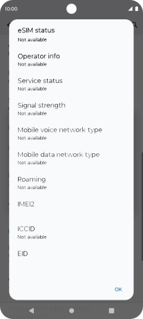 Your phone's EID number is displayed below EID. Your phone's EID number is displayed below EID.