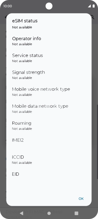Your phone's EID number is displayed below EID. Your phone's EID number is displayed below EID.