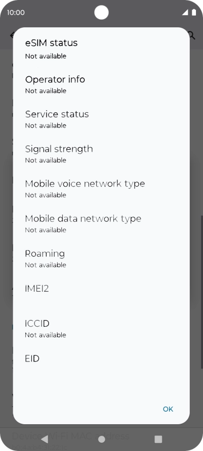 Your phone's EID number is displayed below EID. Your phone's EID number is displayed below EID.