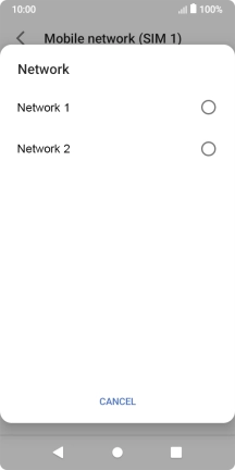 Press the required network. Press the required network.