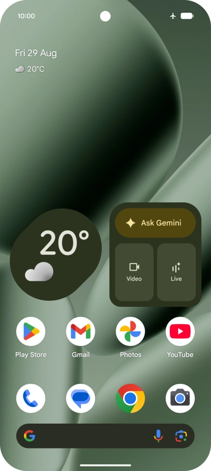 The flight mode icon shows that flight mode is turned on.
